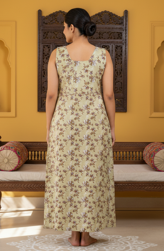 Square Neck Aline Cut Premium Quality Cotton Nighty - Image 2